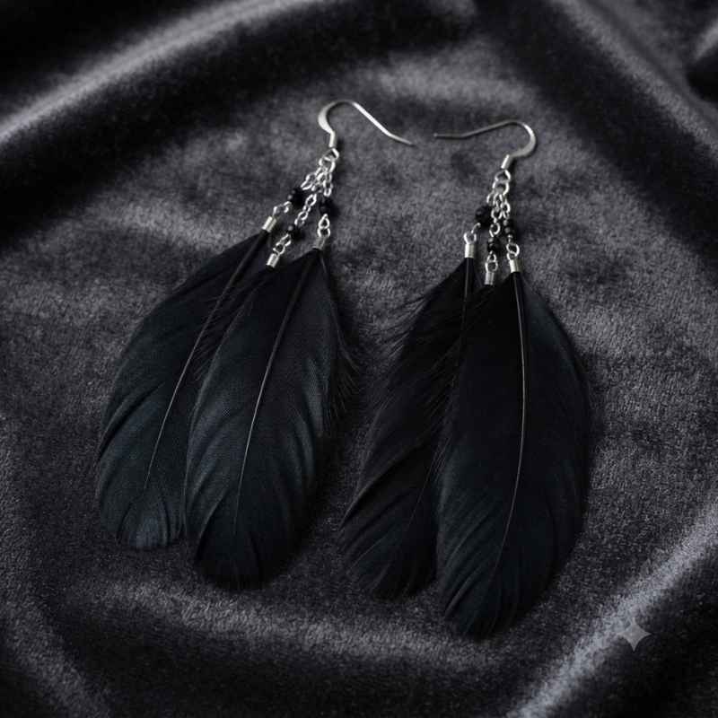 Black Feather Earrings - BXF Black Feather Earrings - BXF - Image 1