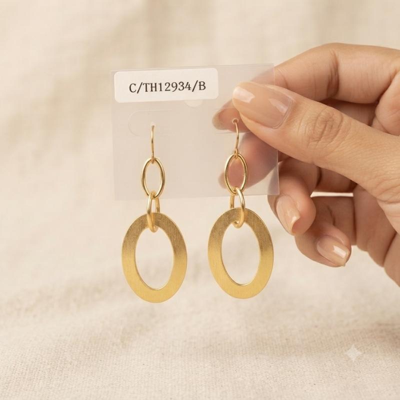 Golden Metal Earrings - BXF Golden Metal Earrings - BXF - Image 1
