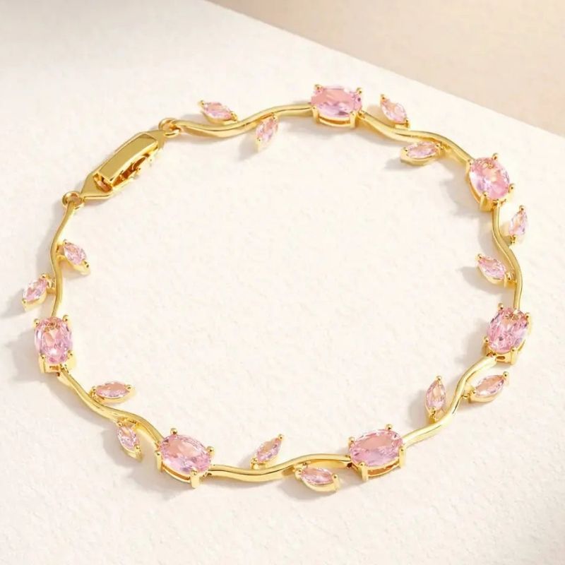 Pink Tulip Bracelet Stainless Steel Pink Tulip Bracelet - Image 1