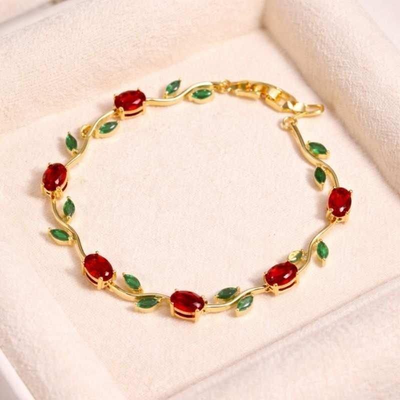 Tulip Bracelet Red Stainless Steel Tulip Bracelet - Image 1