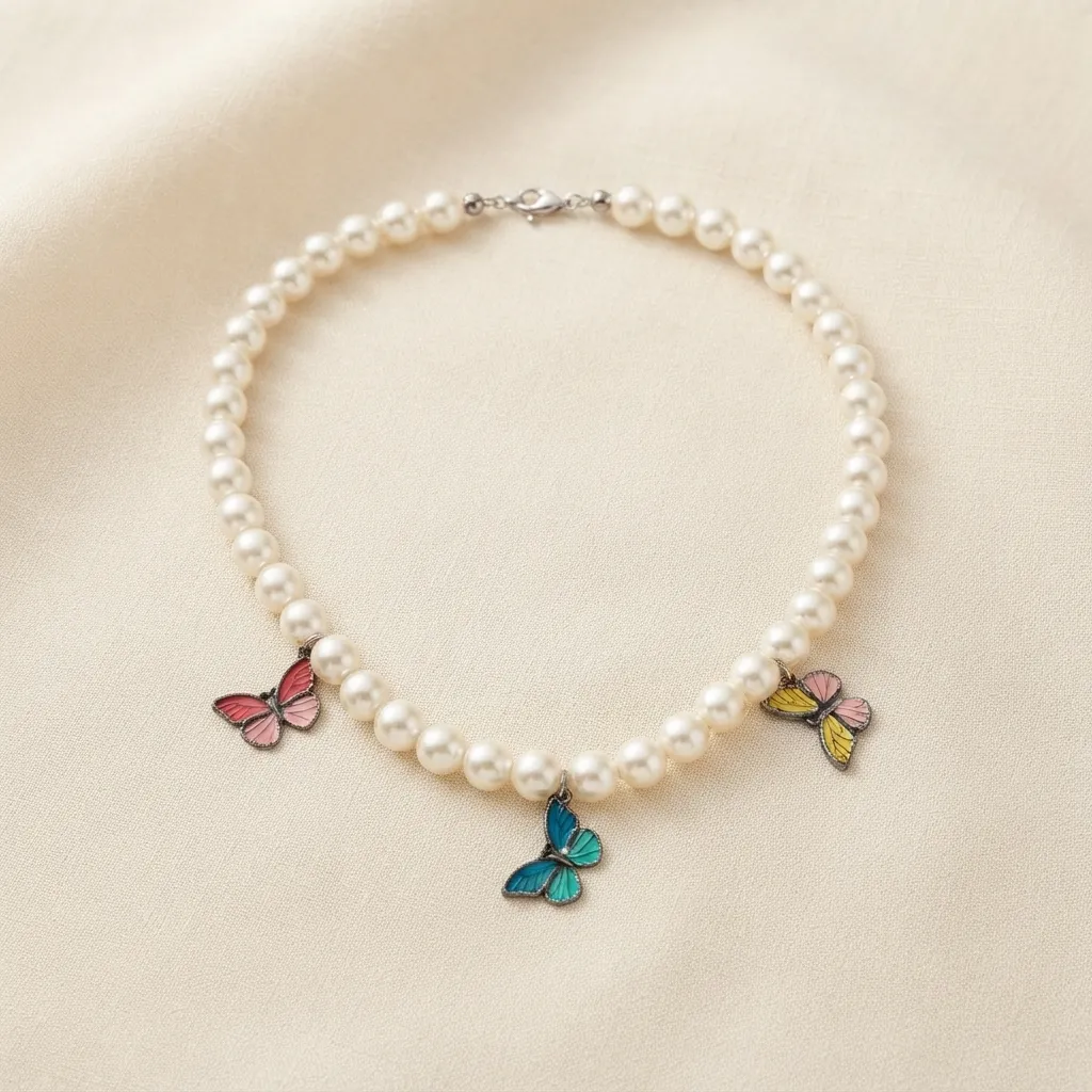 Butterfly Pearls Necklace- BXJ Butterfly Pearls Necklace- BXJ - Image 1