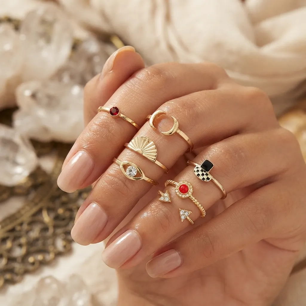 Rings Pack - BXG Vintage & Evil Eye Golden Ring Set , Rings Pack - BXG - Image 1