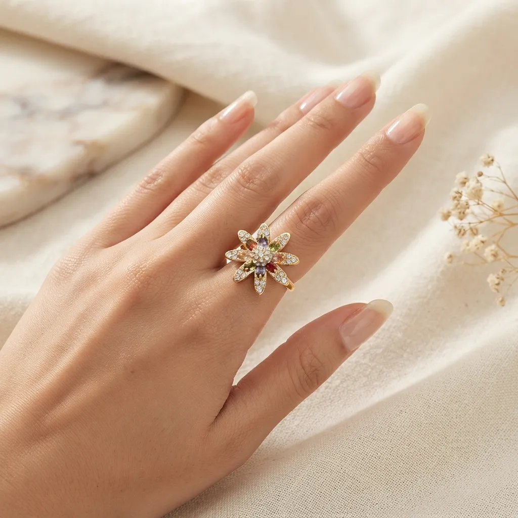 Multi Crystals ring 17 Size - BXJ Multi Crystals ring 17 Size - BXJ - Image 1