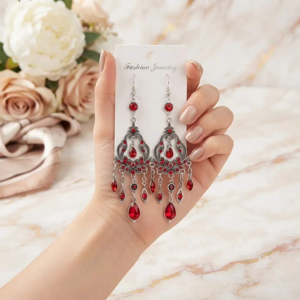 Large Red Earrings - BXG Large Red Earrings - BXG - Image 1