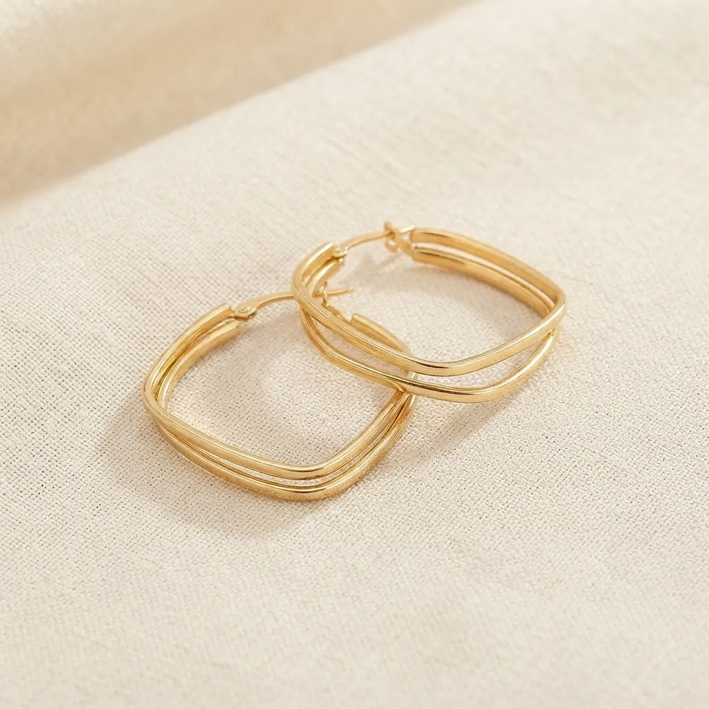 Earrings Golden -BXG Elegant Geometric Double-Layer Gold Hoops ,Earrings Golden -BXG - Image 1
