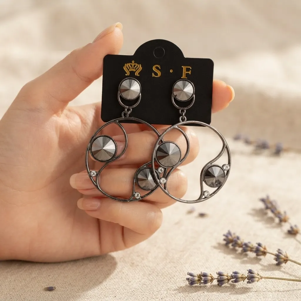 Grey Earrings -BXJ Grey Earrings -BXJ - Image 1