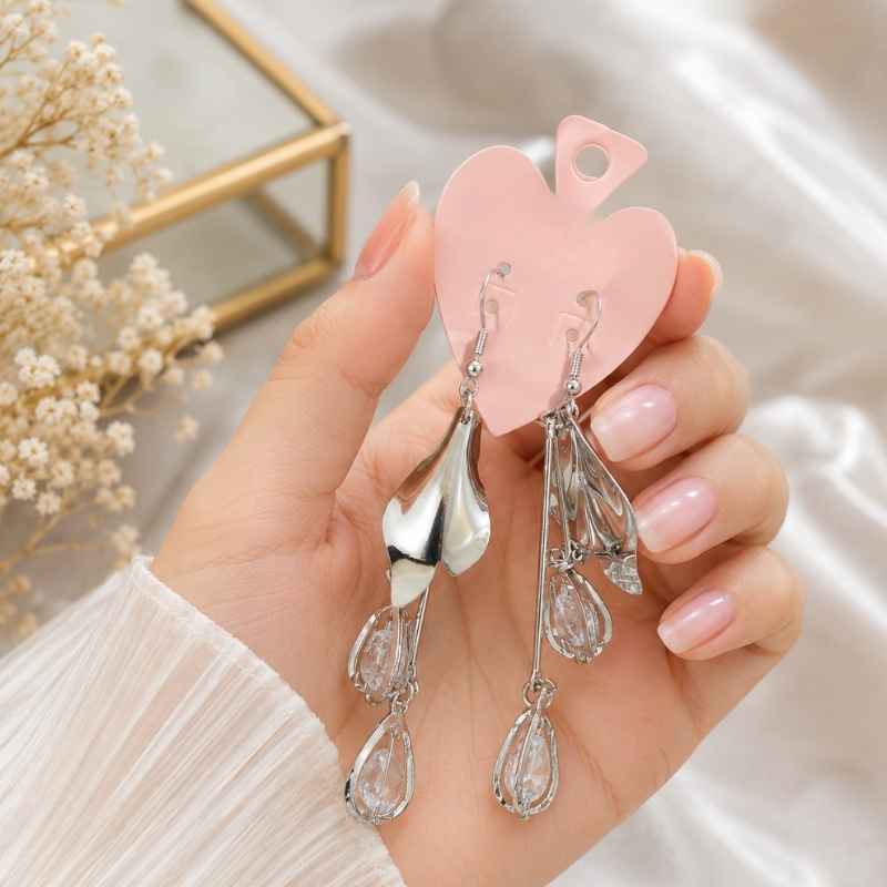 Long Earrings Silver Tassel Drop Long Earrings for Women in Pakistan – Zawere - Image 1