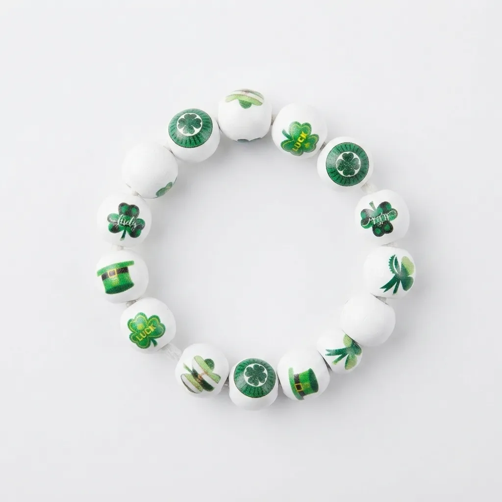 Green Bracelet -BXJ Green & White Lucky Charm Bracelet for Women - Green Bracelet -BXJ - Image 1
