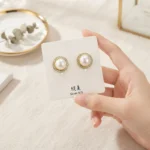 Zawere Classic Pearl and Crystal Halo Stud Earrings - Elegant Fashion Jewellery Collection Pakistan -Pearl Earrings - BXK