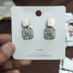 Elegant Two-Tone Square Crystal Earrings - Trendy Jewellery Collection - Crystal Earrings - BXK - Image 2